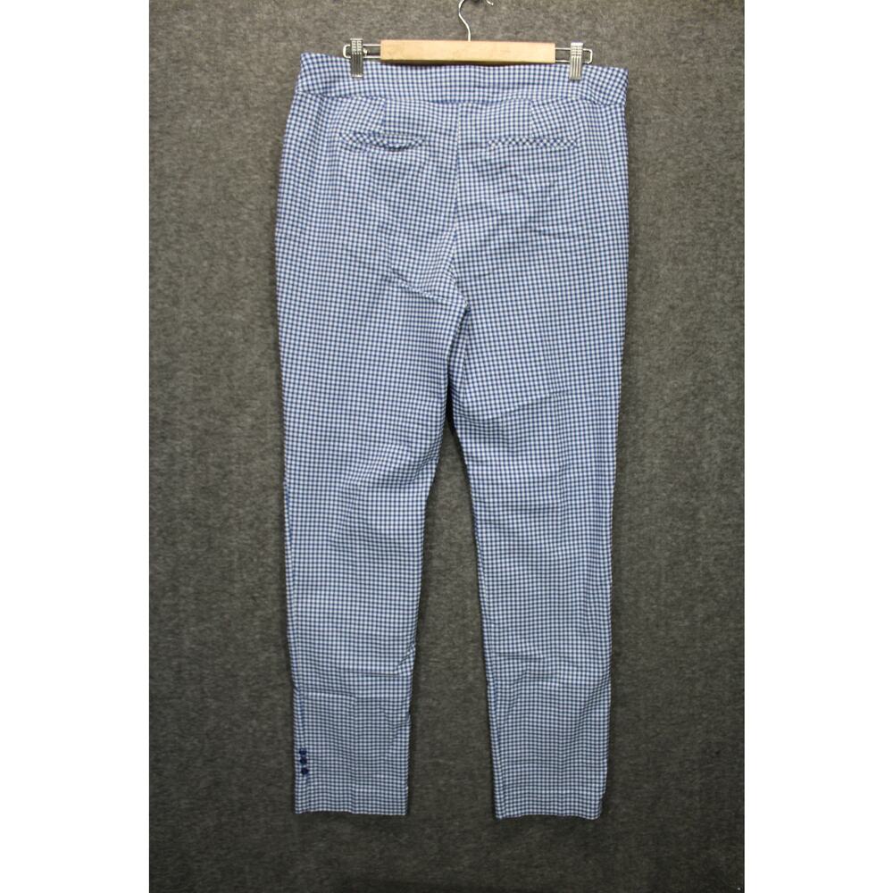 Chico's 2T Gingham Straight Leg Pants Blue Button Detail - Picture 2 of 5